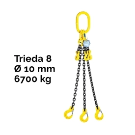 Třípramenný řetězový vazák, oko-3 hák, zkracovač, Nosnost 6 700/4 750 kg, G8-10, Certifikát, ČŽ